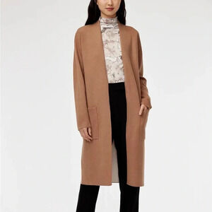 Aritzia Babaton Lance Longline Wool Blend Open Cardigan Camel Size XS